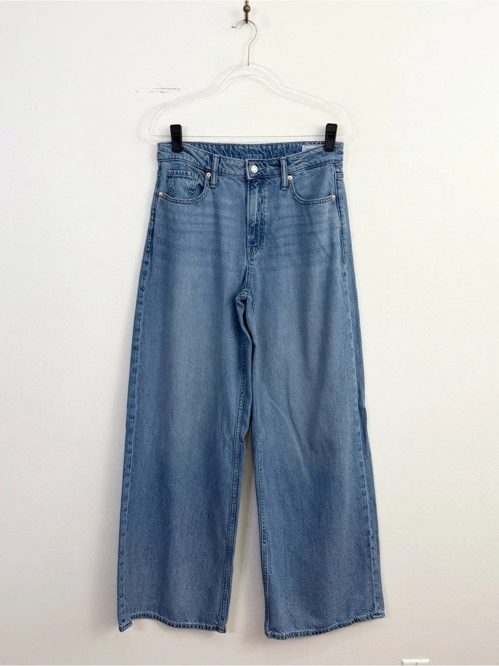 Gap Curvy Baggy Mid Rise Jeans Light Indigo Wash Tall 28/6T - Picture 2 of 6